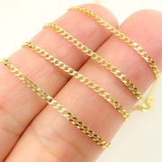 14K Solid Yellow Gold Flat Curb Link Chain